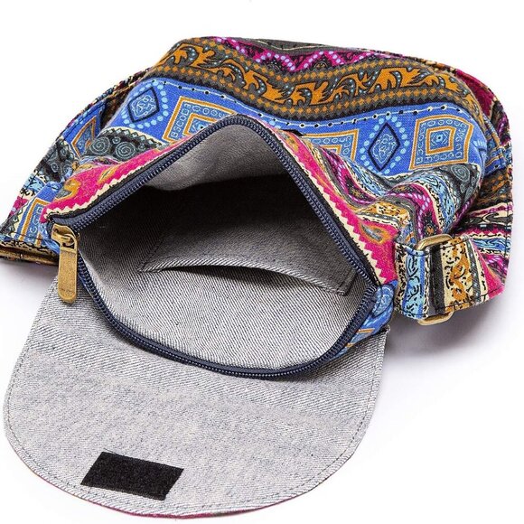 Women's Retro Small Size Canvas Shoulder Bag Hippie Boho Crossbody Handbag - Picture 5 of 9